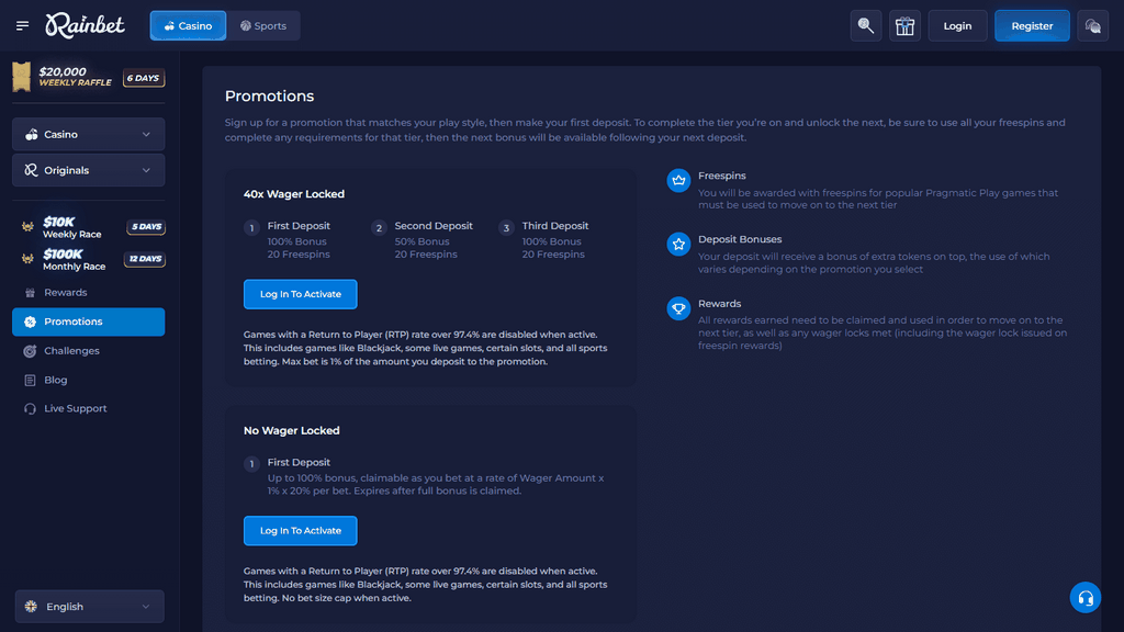Évaluation du casino Rainbet : Notre test avec 500 $ en argent réel